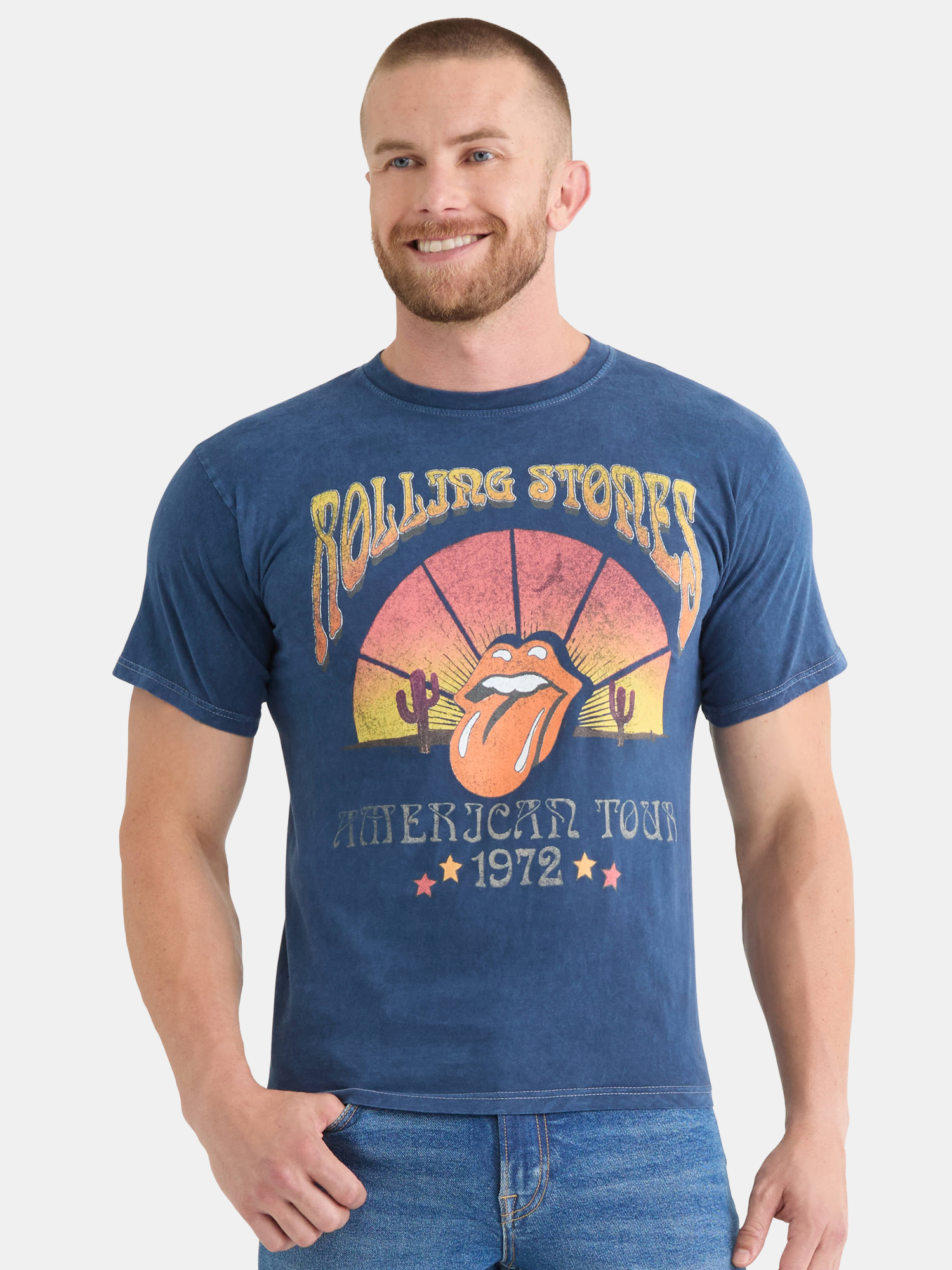 Men's and Big Men's Graphic Cotton Band Tee with Short Sleeves, Sizes S-3XL